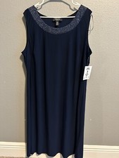 NWT R M Richards Navy Long Dress Size 16W MEASURMENTS QUALITY FANCY