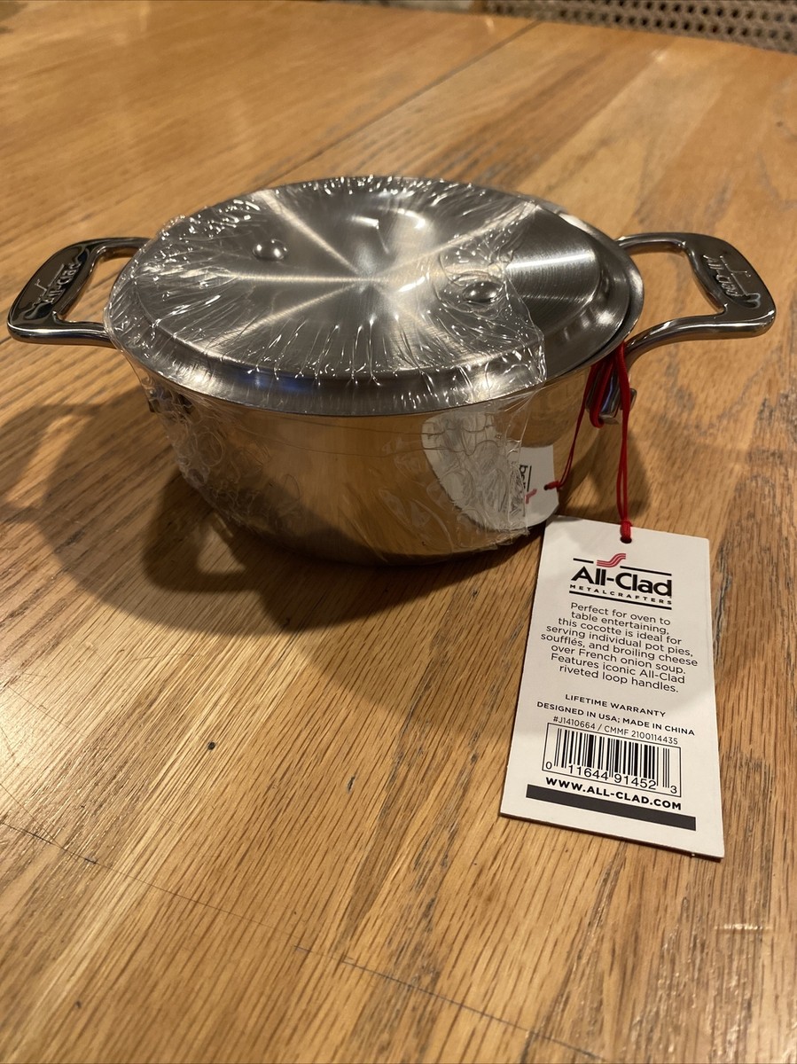 All-Clad Stainless Steel 1/2 Quart Cocotte, New w/ Tags, Saucepan, 0.5 Qt