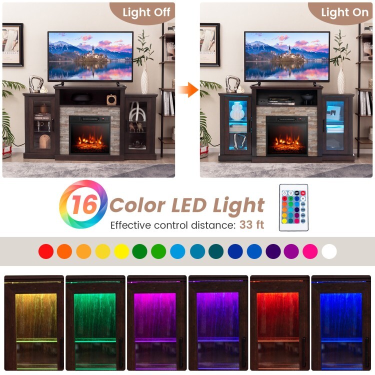 Entertainment Center Console Table Electric Fireplace TV Stand For TVs up to 65"