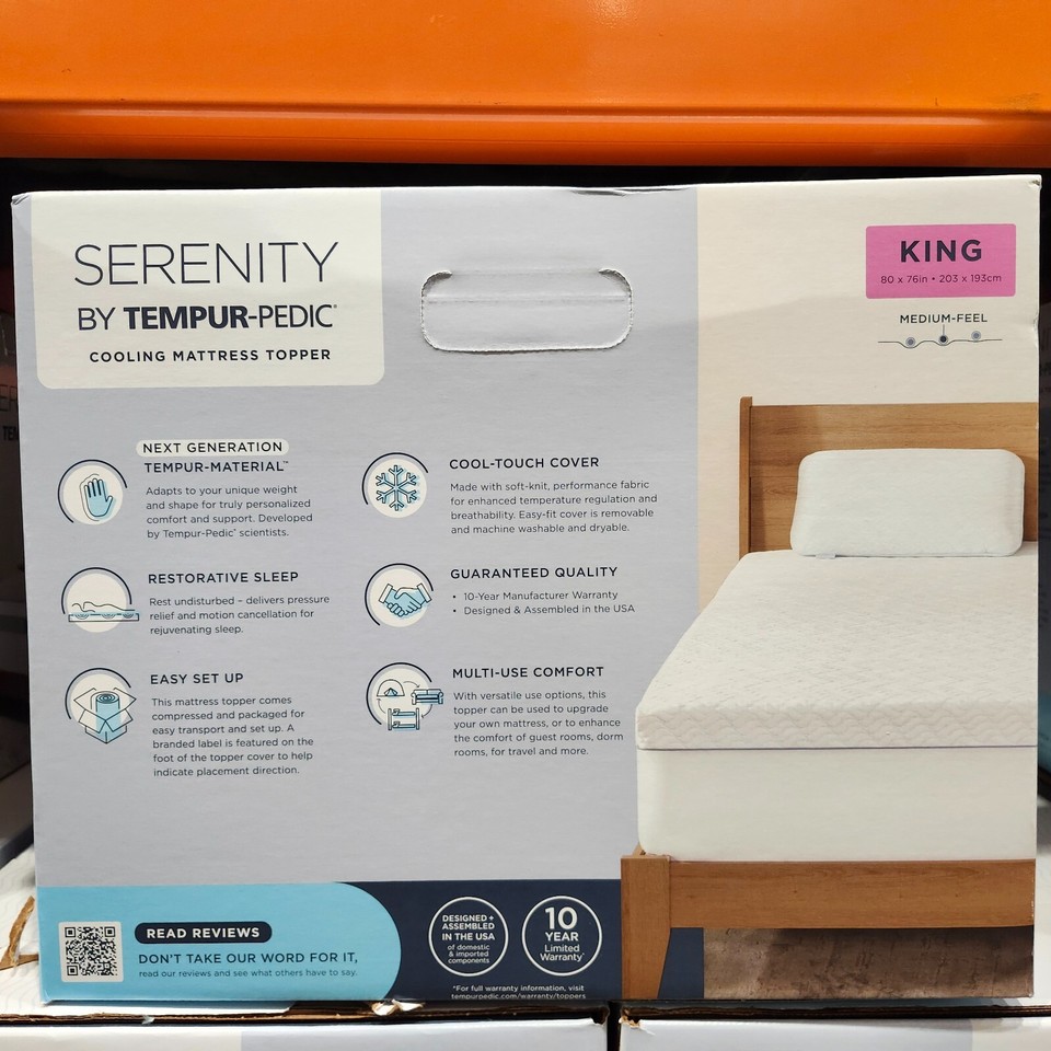 Serenity Tempur-Pedic 3 Inch Cooling Memory Foam Mattress Topper King ...