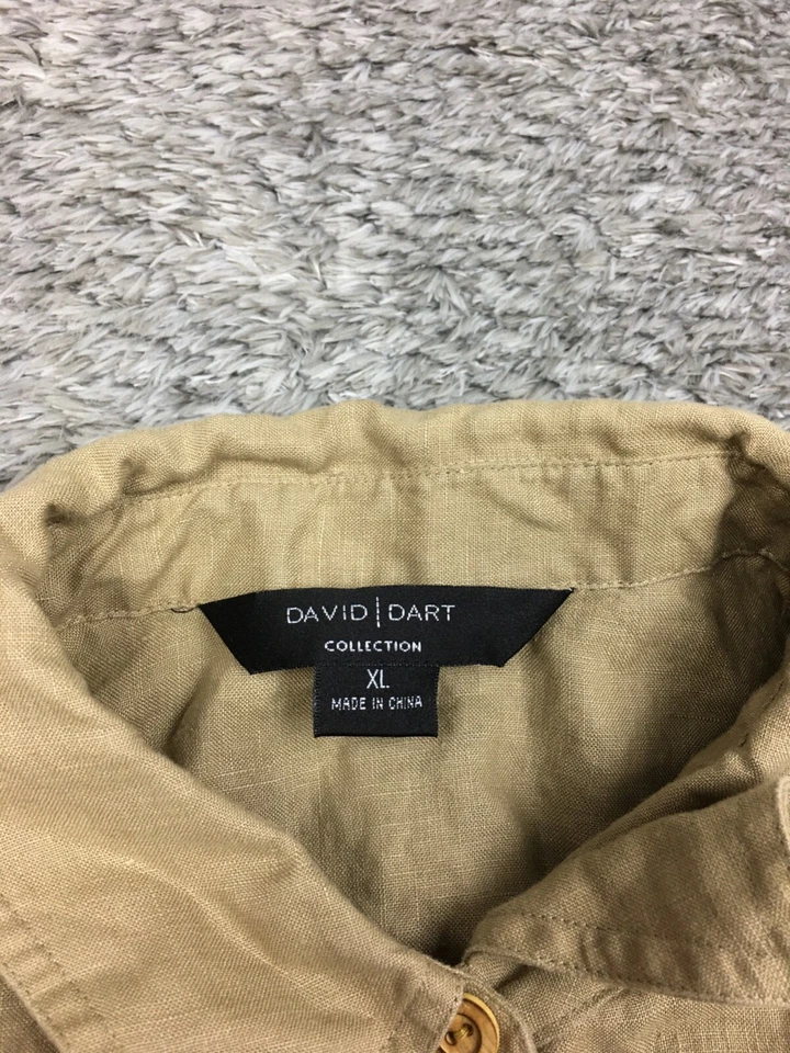 Camisa abotonada David Dart Collection para mujer talla XL marrón manga 3/4 lino Foto 4 de 4