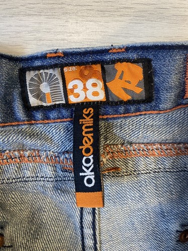 Akademiks Blue Jean Shorts Mens 38 Street Baggy Hip Hop Big Groovy Pockets Vtg - Picture 15 of 15