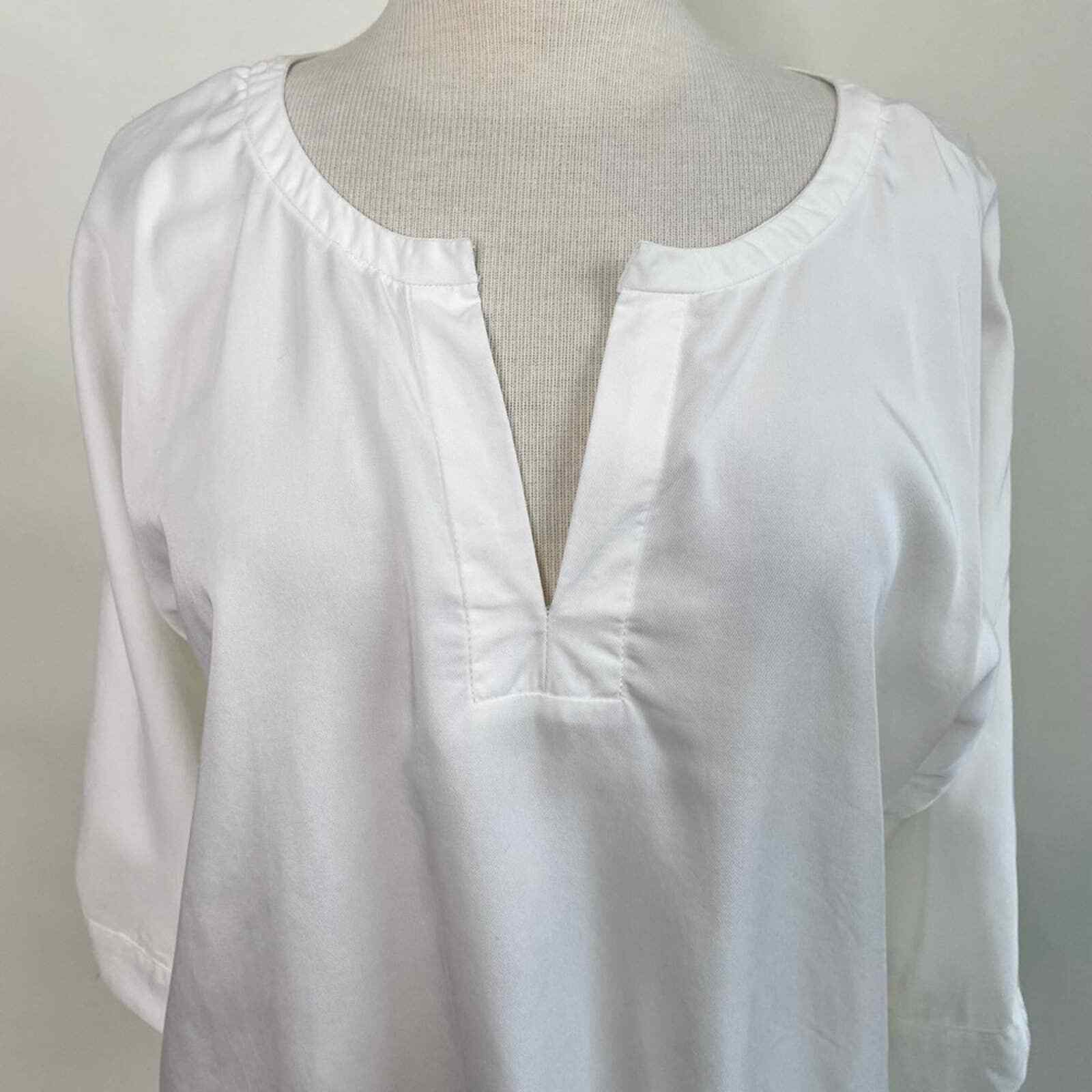 Soft Surroundings top tunic white split sleeve ve… - image 3