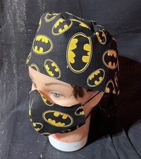 Small Kids Scrub Hat With Matching Mask. Hat Ties In Back