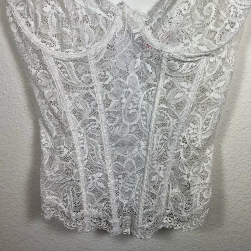 Dreamgirl Encaje Corsé Top Talla S Bustier Blanco Foto 4 de 4
