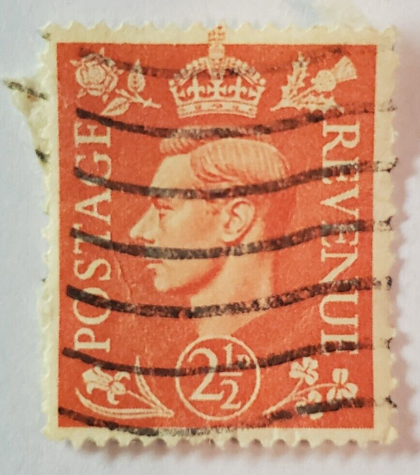 kevin bradley 2003 George + Tammy 額縁無し Postage Revenue ~ King George VI ~ Brown 1½D Stamp ~ Posted