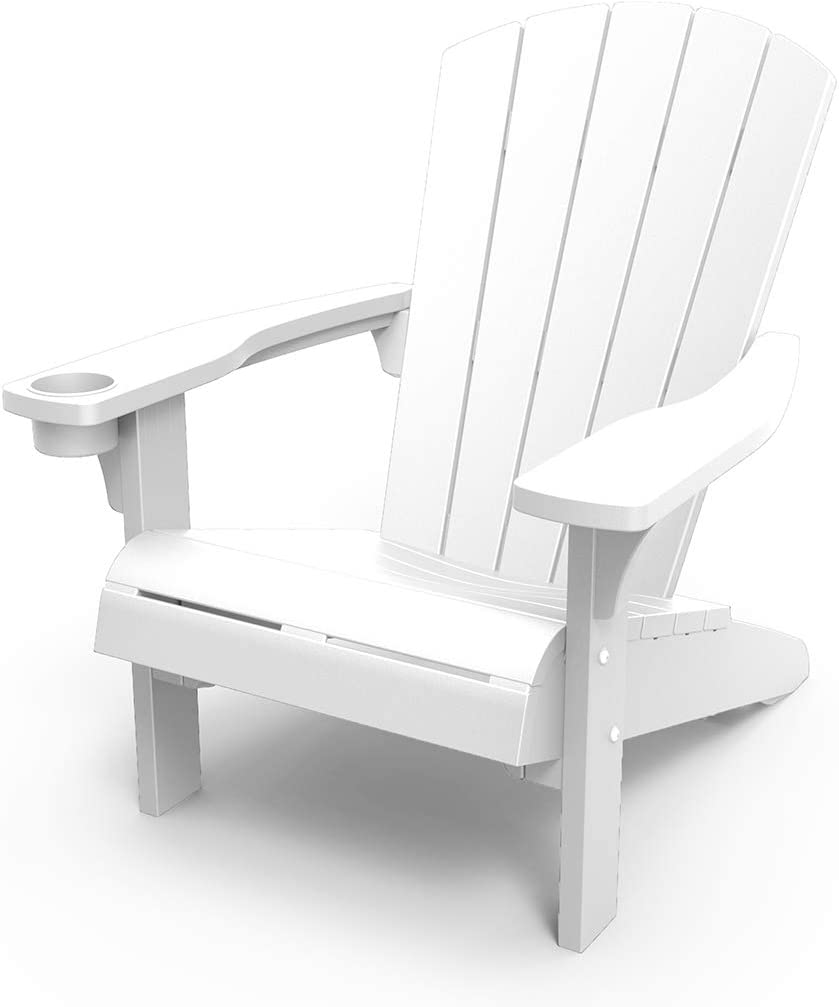 Keter Adirondack Chair with Cup Holder Weather-Resistant, White