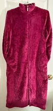 JASMINE ROSE RUBY PLUSH VELOUR LONG ROBE ZIPPER SWIRL TEXTURED WM SZ M SEE MEASU