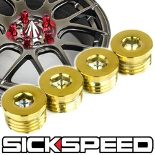 4 PC 24K GOLD FLAT CAP SET FOR SICKSPEED EXTENDED TUNER LUG NUTS WHEEL/RIM P6