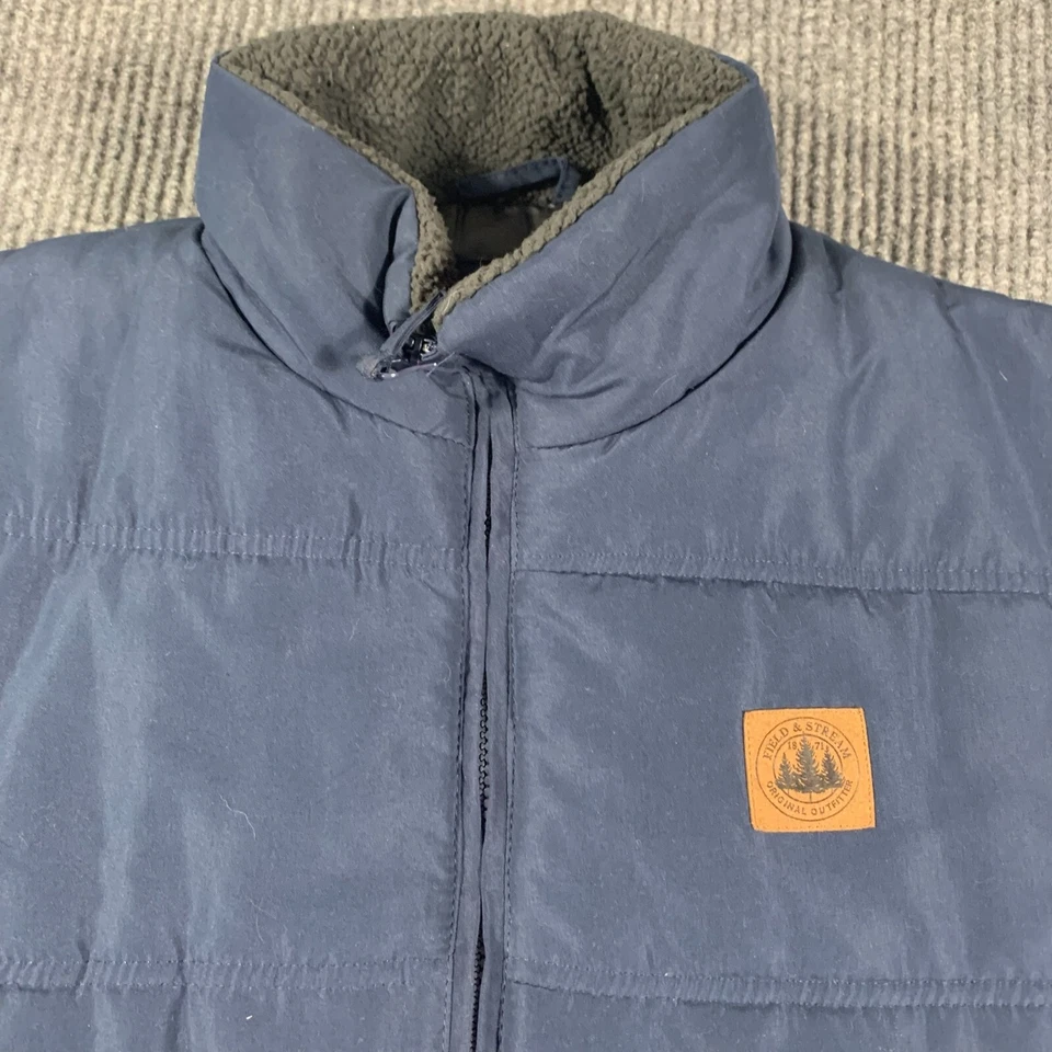 Fieldstream 男式中号蓝色轻便 Puffer 全拉链口袋户外 — 第 2/4 张图片