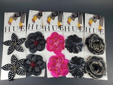 NWT Lot of 5 Pair New Y2K Vintage Shoe Clips By Hue Beaded Black Pink Rhinestone