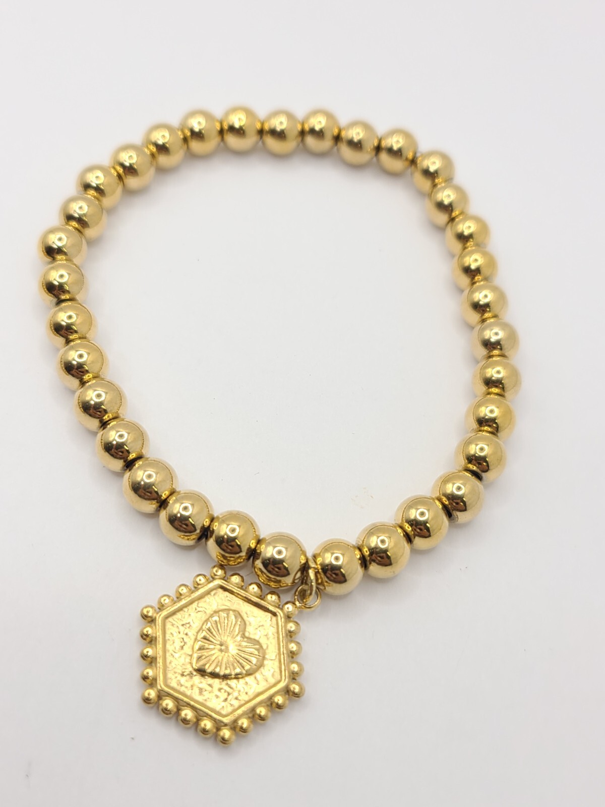 18K Gold Plated Initial G Stackable Stretchy Bead… - image 3