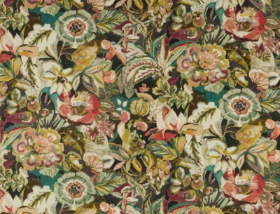JANE CHURCHILL VORHANGSTOFF DESIGN Rivera 5,1 METER ANTHRAZIT LEINENMISCHUNG