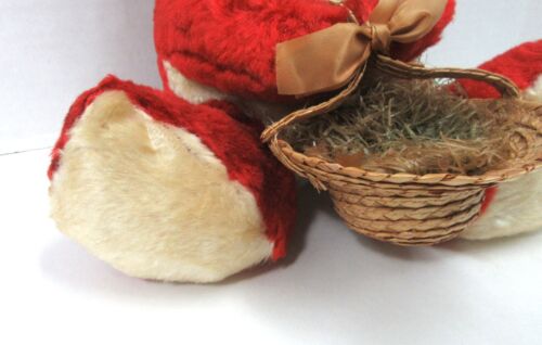 RARE VINTAGE GUND RUBBER FACE DISNEY'S THUMPER PLUSH BUNNY RABBIT RED W/ BASKET - Picture 10 of 17