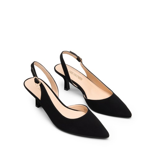 Women Slip On Slingback Pumps Low Kitten Heel Pointed Toe Dress Pump Shoes - Picture 12 of 44
