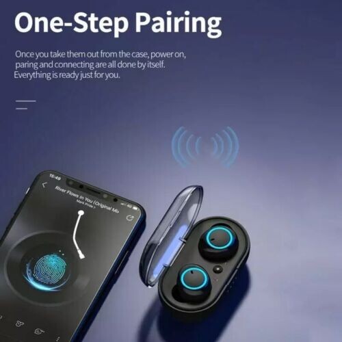 CUFFIE BLUETOOTH AURICOLARI 5.0 WIRELESS TWS CON EXTRA BASSI PROFONDI NERO - Foto 11 di 11