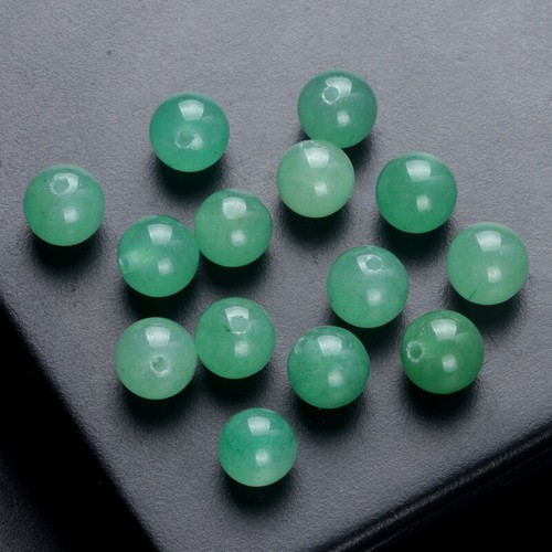 50pcs Natural Green Aventurine Stone Half Drilled Hole Beads 6mm Round Ball DIY - Picture 5 of 6