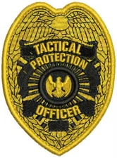 Custom Badge 1 Embroidery Patch 3x3.75'' Velcr@ On Back Gold On black