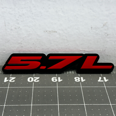 2x Red & Black 5.7L Hemi Side Fender Emblems – 3D Badge (Universal Fit)