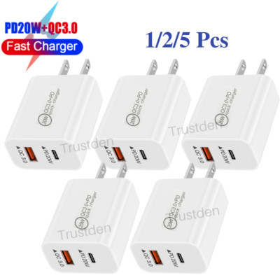 QC 3.0 PD 20W Fast Wall Charger Cube Power Adapter Block For iPhone iPad Android
