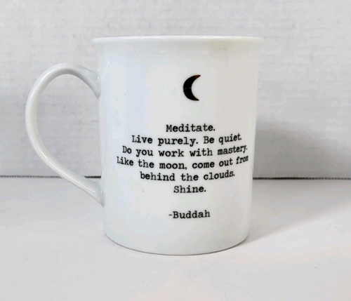 Buddah Meditate Live Purely Be Quiet White Mug Coffee Cup Fringe Studio Buddha - Picture 2 of 6