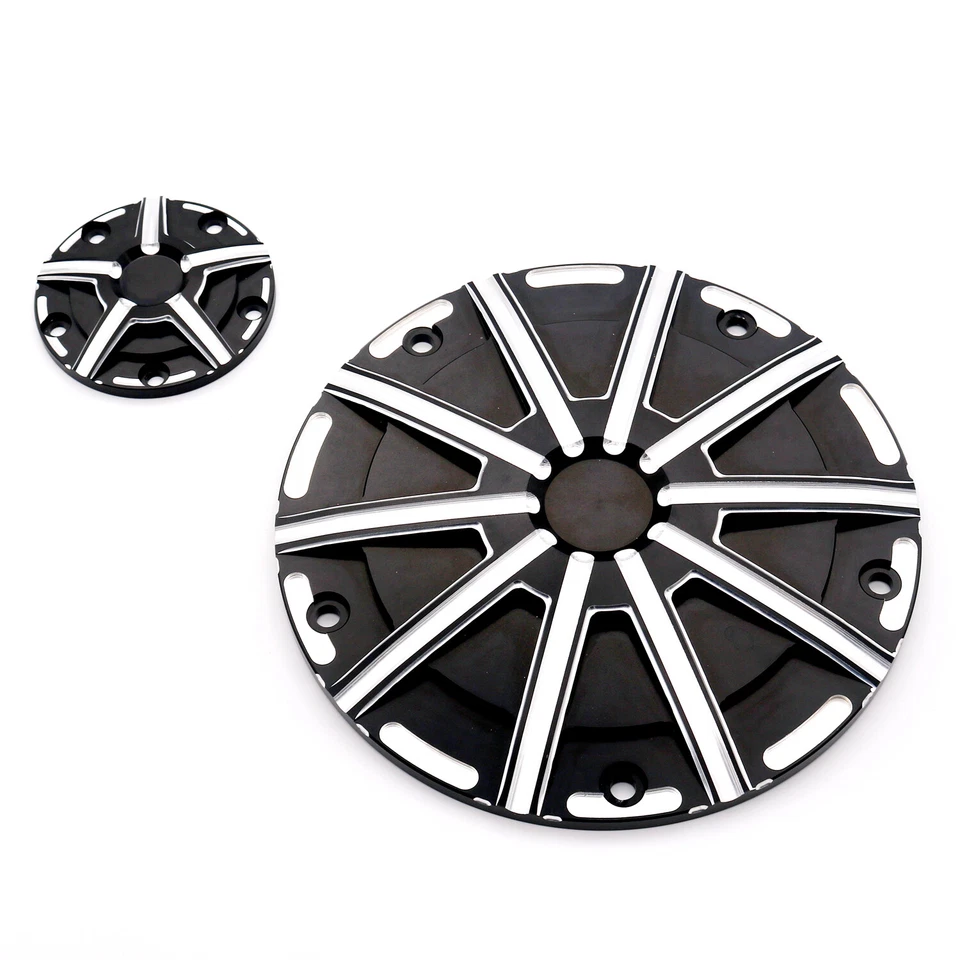 Cubiertas de temporizador Derby para motocicleta negras CNC para Harley Touring Softail Dyna Foto 3 de 4