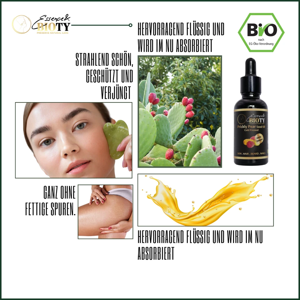 Kaktusfeigenkernöl Bio - Natürliche Pflege 100% rein & kaltgepresst. Anti-Aging, - Bild 4 von 4
