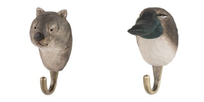 Wildlife Garden handgeschnitzter Mantel Haken hängende Kleidung Aufhänger Wombat/Schnabeltier