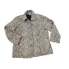 Chico s Quilted Animal Print Jacket Size 3 Lightweight Button Up Pockets Lined