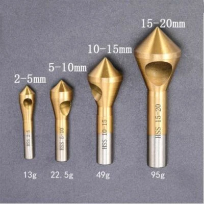 4x Chamfer Deburring Crosshole Ti Drill Bit Set Metal Tool Cutting Countersink