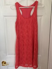 Baileyblue ALine Sleeveless Womens Dress Medium Orange Lined Lace Racer Back