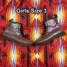 Dr. Martens Delaney Glitter Girls Size 3 Side Zip Lace Up Combat Ankle Boots