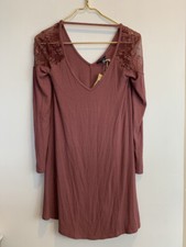 NWT American Eagle Women's Dusty Pink Lace Ribbed Dress SZ SM
