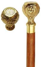 Working Style Spy Watch Brass Head Handle Walking Stick Cane Handmade Style