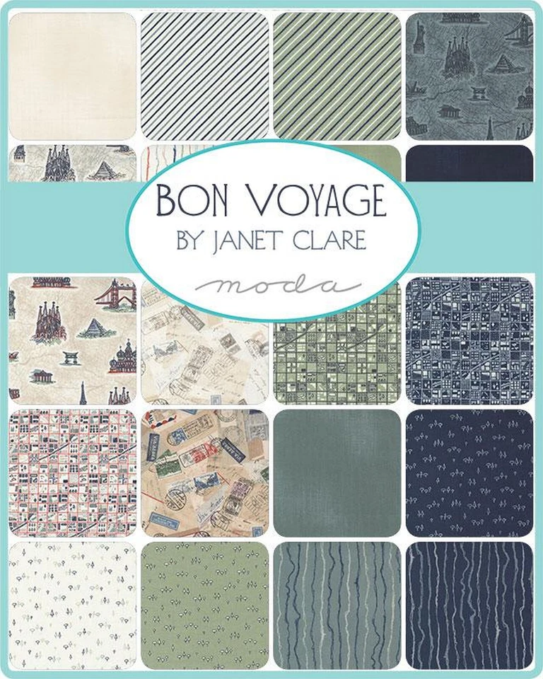 Bon Voyage Moda Layer Cake 42 100% Cotton 10" Precut Quilt Squares - Image 2 of 2