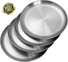 Stainless Steel Plates 7.8" Set of 4, Unbreakable Dishwasher Safe BPA-Free