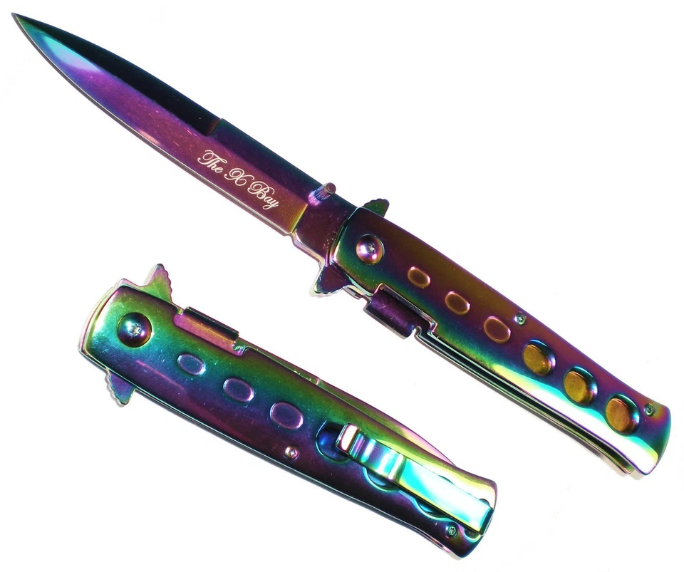 THE X BAY Assist Open RAINBOW MILANO Pocket Knife-Collectible with a Splash of Color