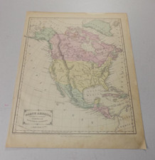 1861 CORNELL Map  / NORTH AMERICA b/w CANADA