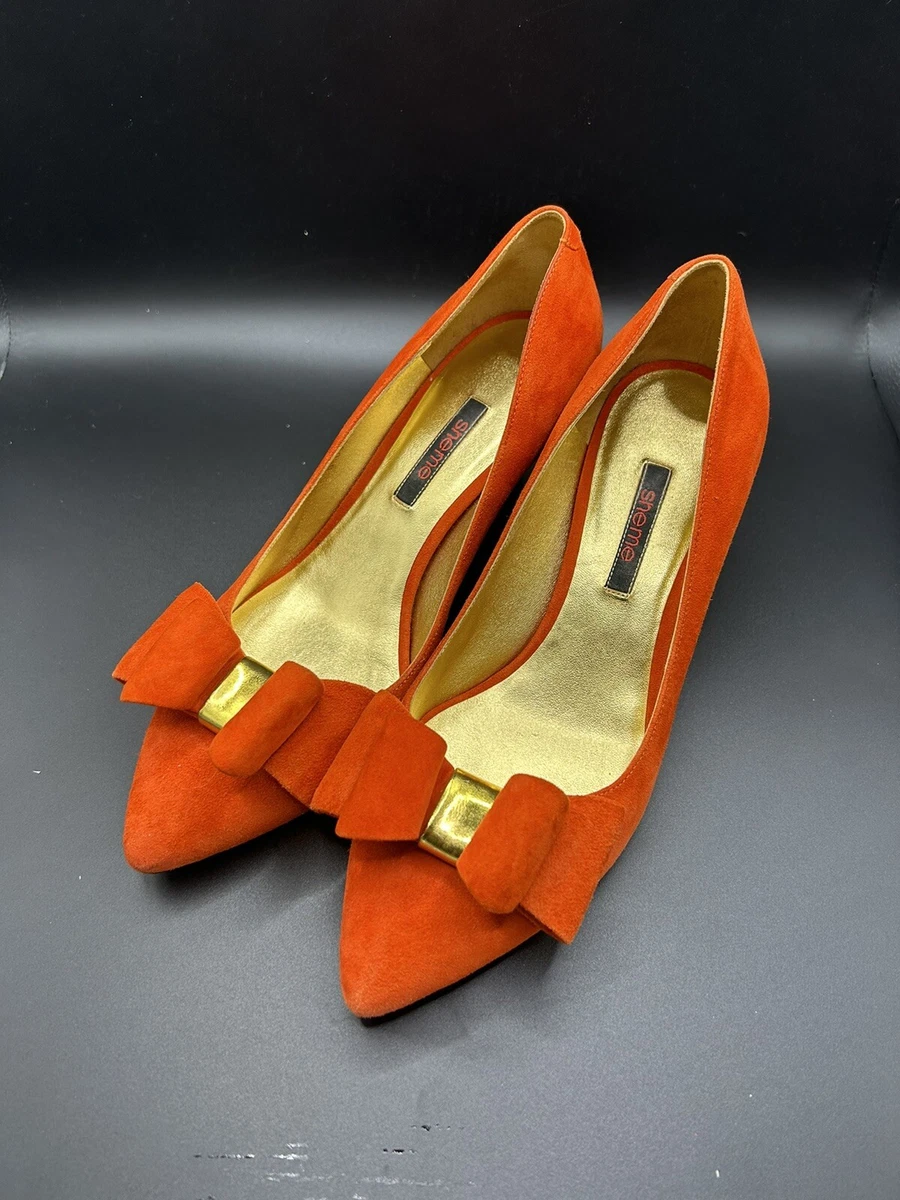 Orange suede pumps cheap