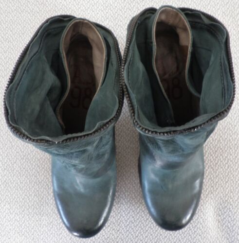 A.S.98 Stiefeletten Stiefel Biker Boots grün schwarz Leder Gr. 39 6 NEU NP 240€ - Picture 6 of 24