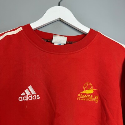 ADIDAS WORLD CUP CREWNECK SWEATSHIRT FOOTBALL FRANCE 1998 RED SIZE