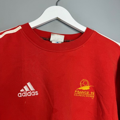 ADIDAS WORLD CUP CREWNECK SWEATSHIRT FOOTBALL FRANCE 1998 RED SIZE S - Picture 2 of 8