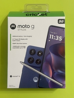 Cricket Wireless Motorola Moto G Stylus 2025 128GB Prepaid Phone, New Sealed