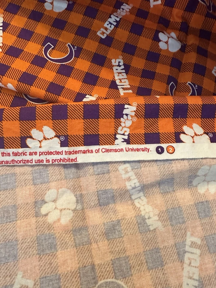 Clemson University Collegiate Cotton Fabric-CLEM1207 Almost A Yard - 34” - Image 2 of 2