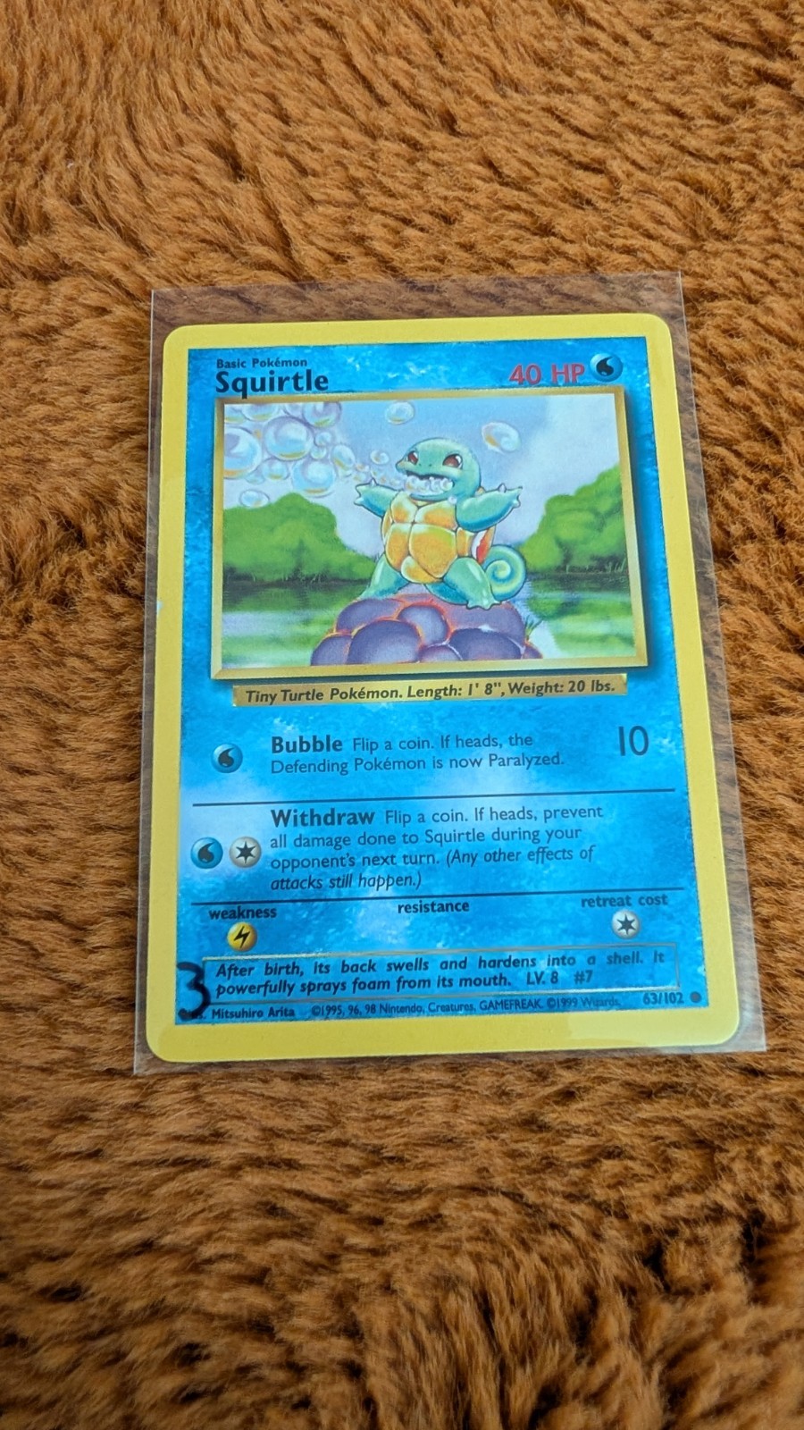 🔥 Squirtle 63/102 Base Set | WOTC Unlimited Pokemon Card | LIGHTLY PLAYED