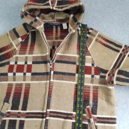 VTG Norm Thompson Jacket Mens Large Beige Plaid Wool Full Zip Baja Drug Rug 90s image 10