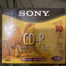 Sony CD R 80 Minute 10 Pack 700MB 1-48X New Sealed