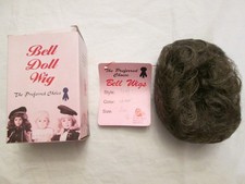Vintage Bell Doll Wig Trixy Size 11" 12" Short Brown Box Tag Dollmaker Estate