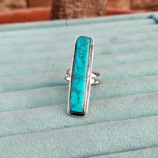 Handmade Turquoise Ring 925 Sterling Silver Women Girls Gift Boho Ring PG9451