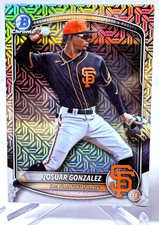 JOSUAR GONZALES RC 2025 BOWMAN CHROME DRAFT MEGA BOX REFRACTORS #BDC182 GIANTS